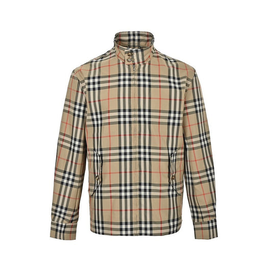 Burberry Checked Zip-Up Jacket with Stand Collar