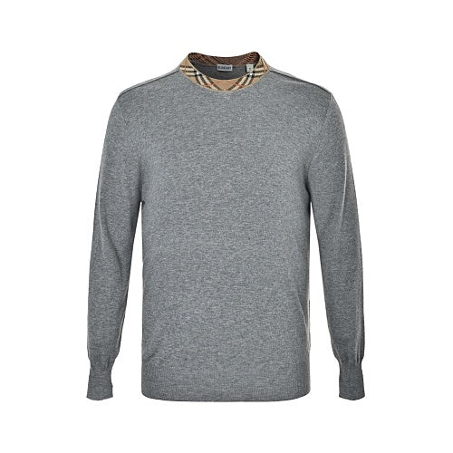 Burberry Checked-collar knitted wool sweater