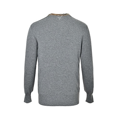 Burberry Checked-collar knitted wool sweater